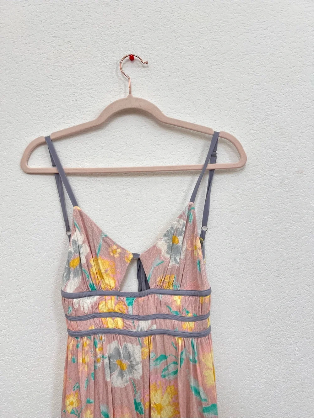 Free People Wisteria Maxi Dress Small Pink Floral Sleeveless Boho Romantic
